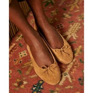 Sezane Agathe low ballerinas suede leather flats hazelnut